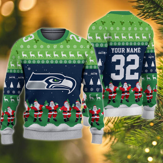 Seattle Seahawks Personalized Christmas Ugly Sweater