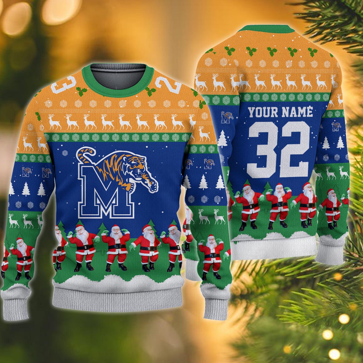Memphis Tigers Personalized Christmas Ugly Sweater