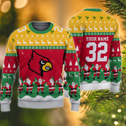 Louisville Cardinals Personalized Christmas Ugly Sweater
