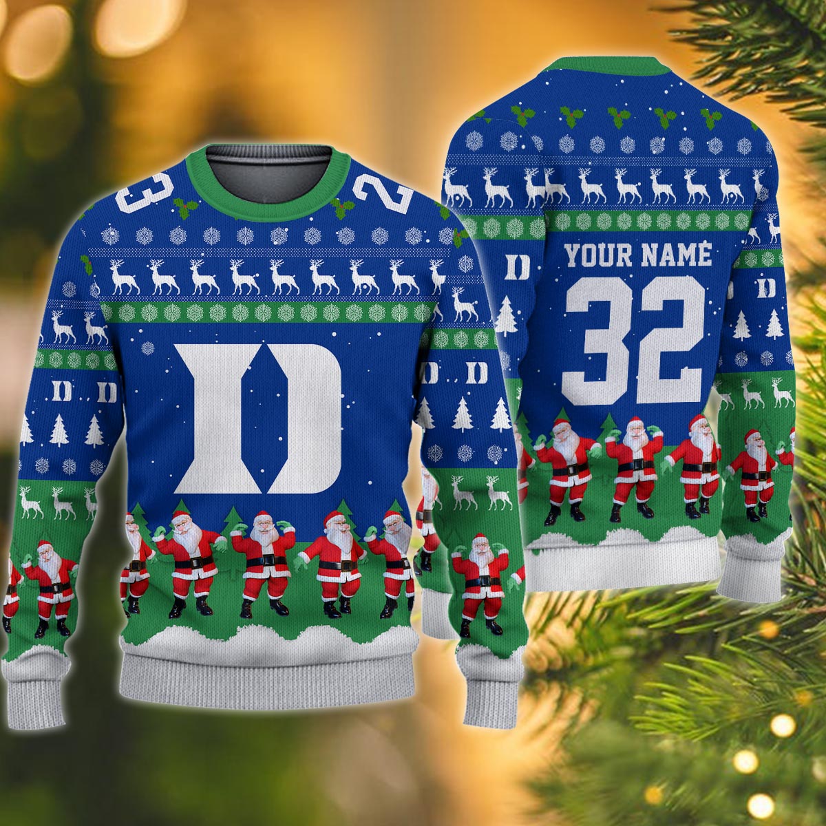 Duke Blue Devils Personalized Christmas Ugly Sweater