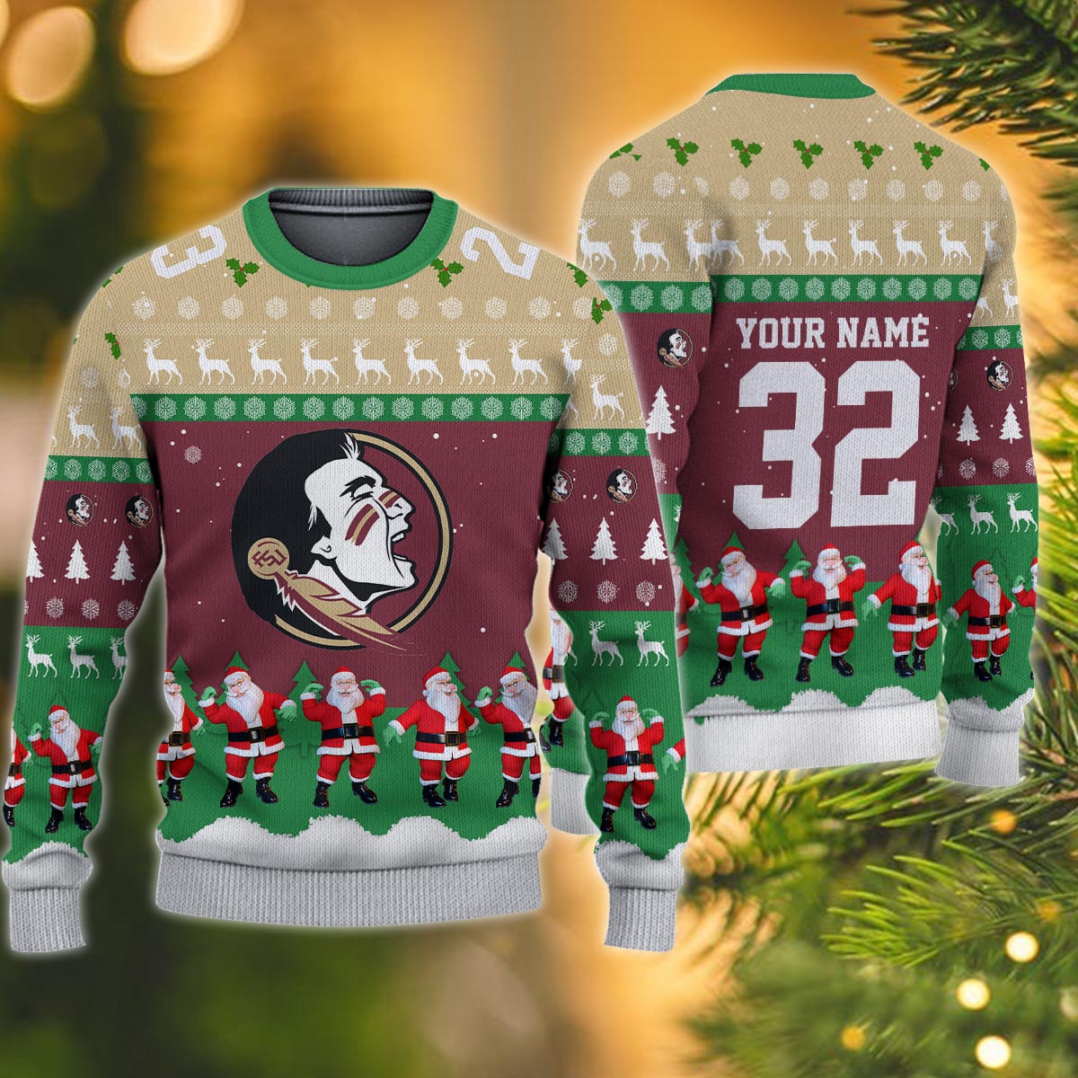 Florida State Seminoles Personalized Christmas Ugly Sweater