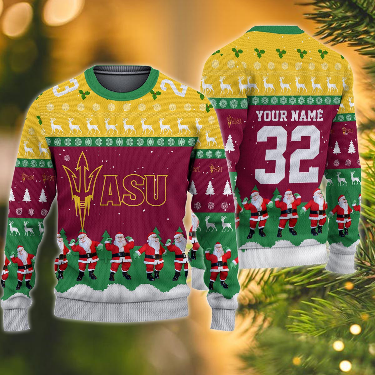 Arizona State Sun Devils Personalized Christmas Ugly Sweater