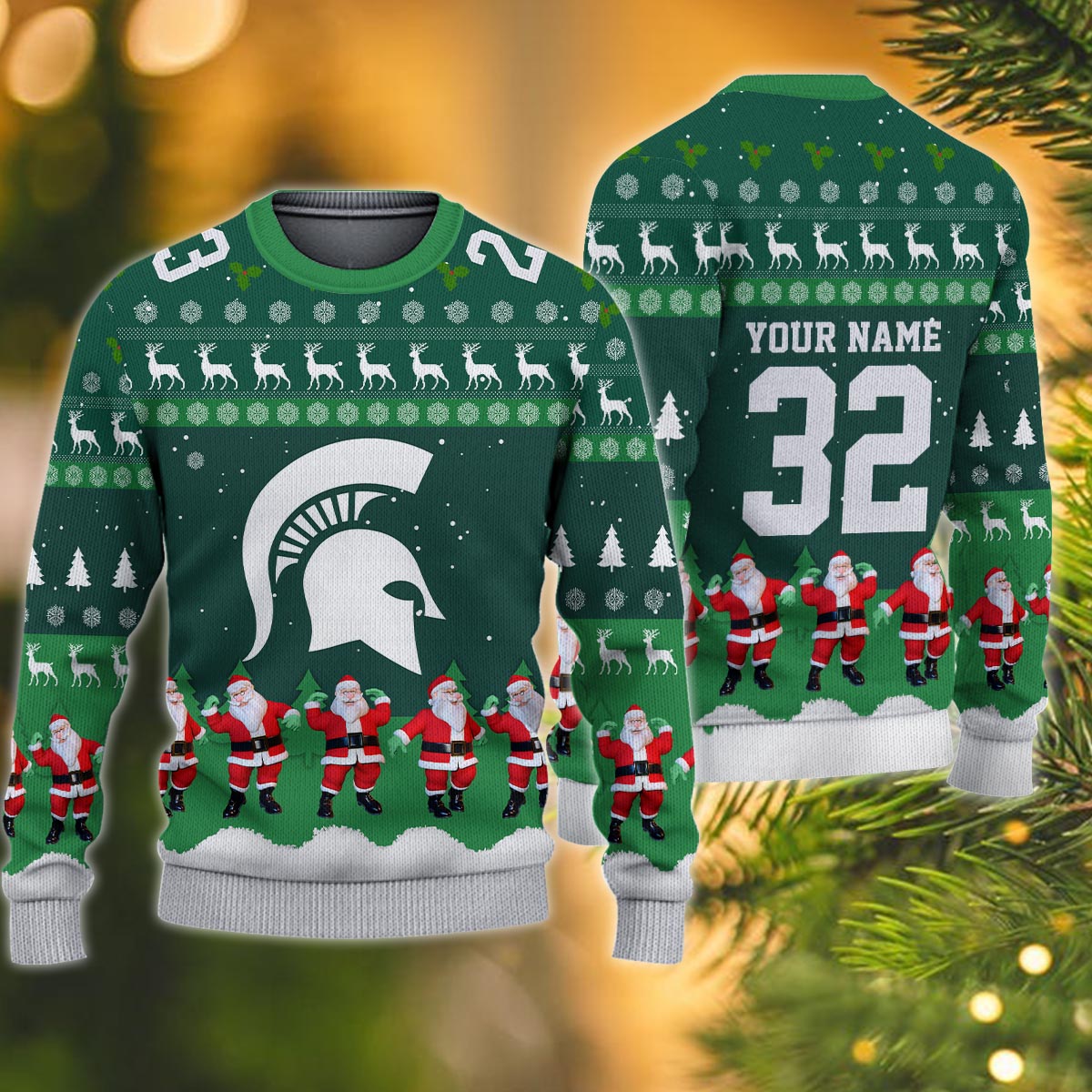 Michigan State Spartans Personalized Christmas Ugly Sweater