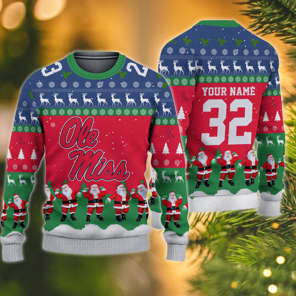 Ole Miss Rebels Personalized Christmas Ugly Sweater
