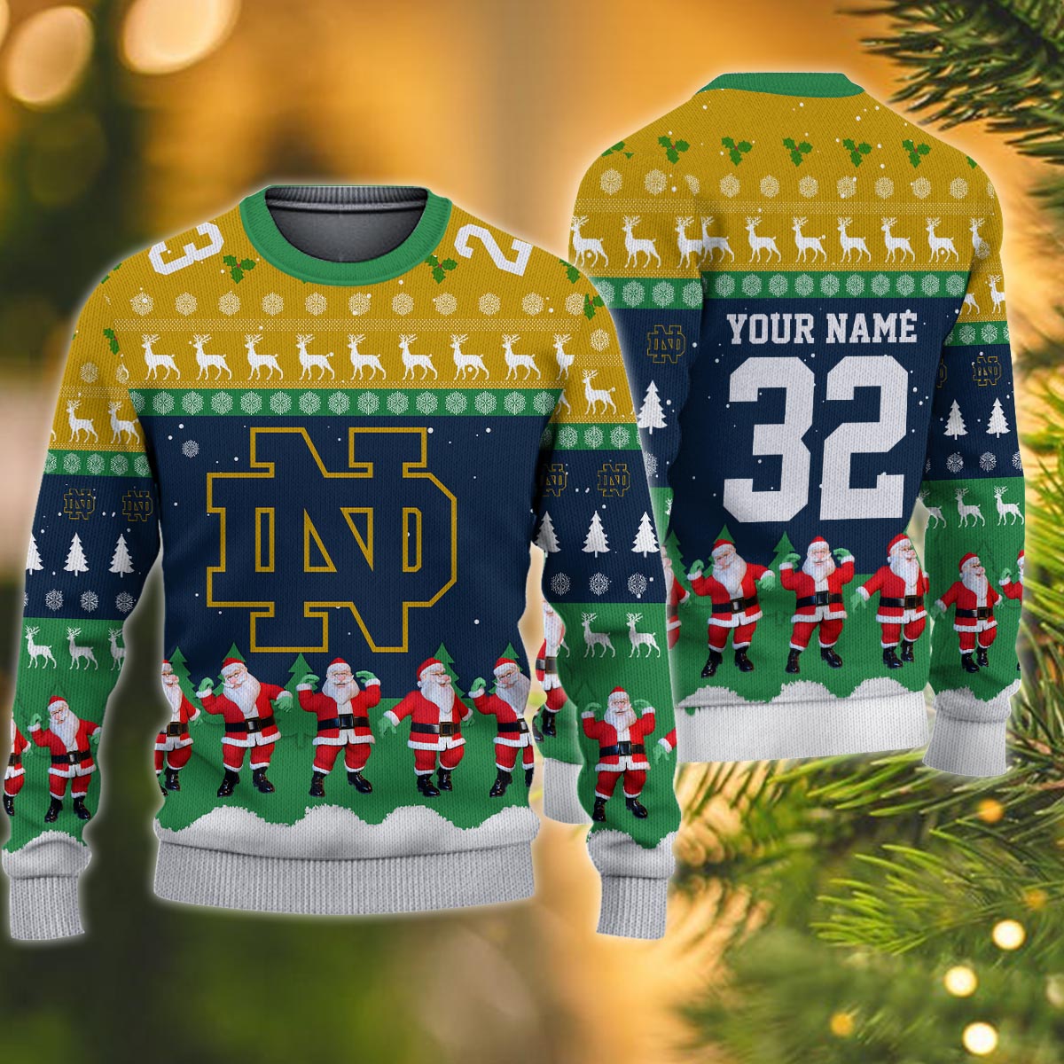 Notre Dame Fighting Irish Personalized Christmas Ugly Sweater