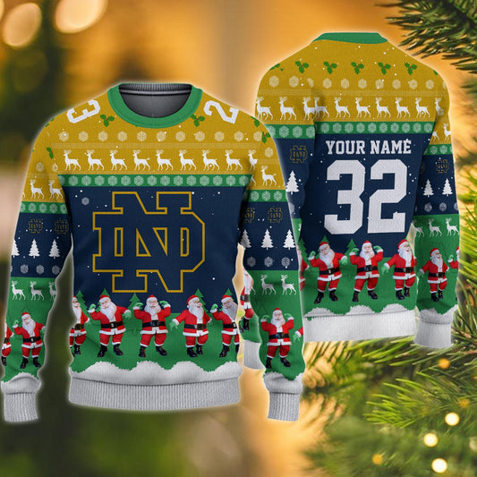 Notre Dame Fighting Irish Personalized Christmas Ugly Sweater