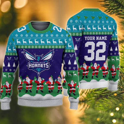 Charlotte Hornets Personalized Christmas Ugly Sweater