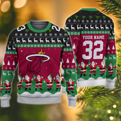 Miami Heat Personalized Christmas Ugly Sweater