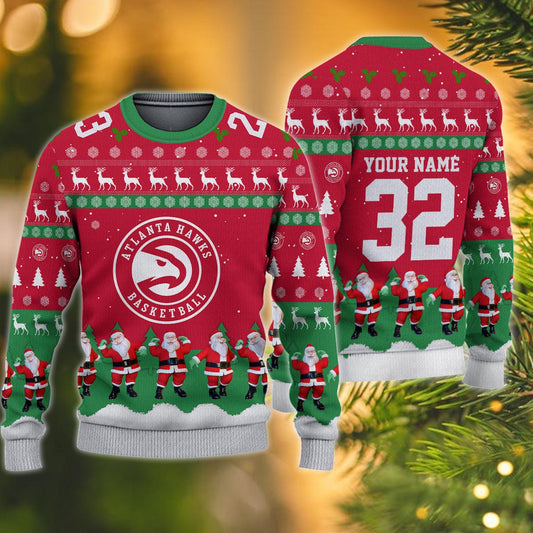 Atlanta Hawks Personalized Christmas Ugly Sweater