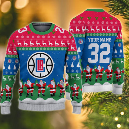 Los Angeles Clippers Personalized Christmas Ugly Sweater