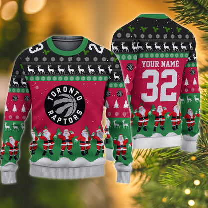 Toronto Raptors Personalized Christmas Ugly Sweater