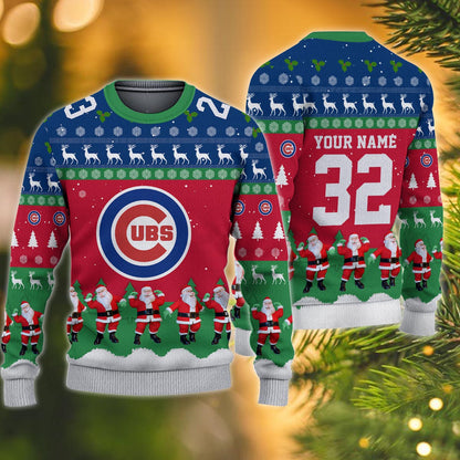 Chicago Cubs Personalized Christmas Ugly Sweater