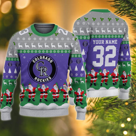 Colorado Rockies Personalized Christmas Ugly Sweater