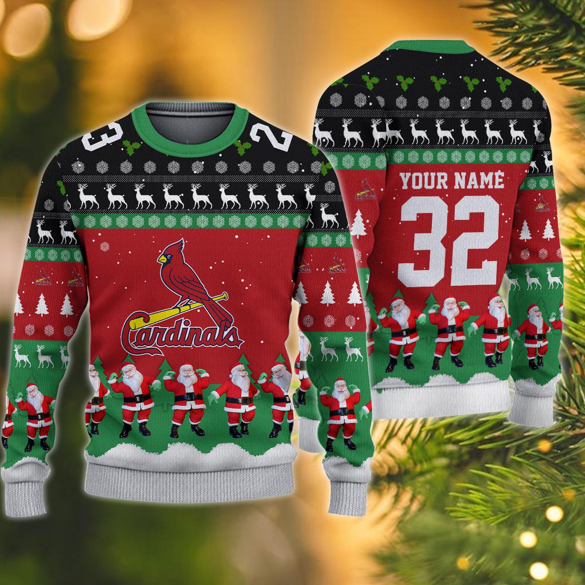 St. Louis Cardinals Personalized Christmas Ugly Sweater