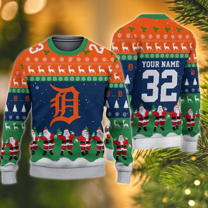 Detroit Tigers Personalized Christmas Ugly Sweater