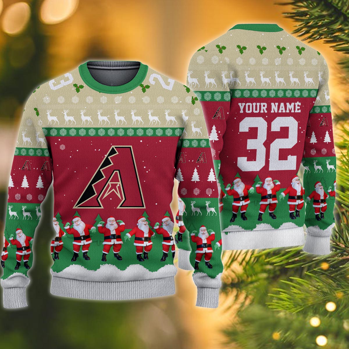 Arizona Diamondbacks Personalized Christmas Ugly Sweater