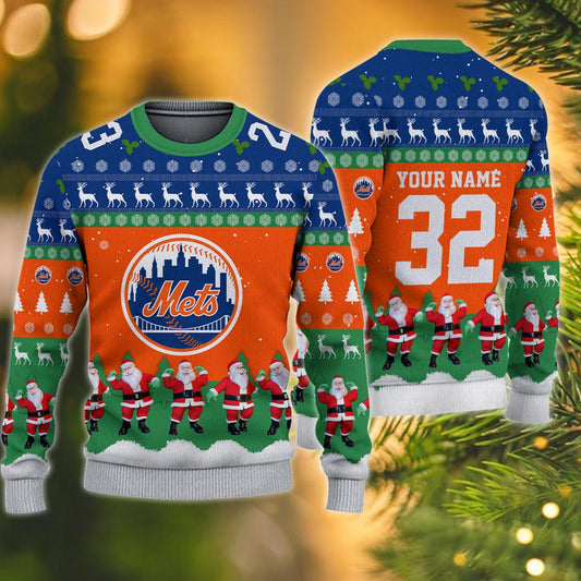 New York Mets Personalized Christmas Ugly Sweater