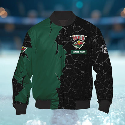 Minnesota Wild 3d Cracked Design Personalized Apparel