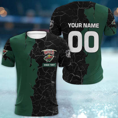 Minnesota Wild 3d Cracked Design Personalized Apparel