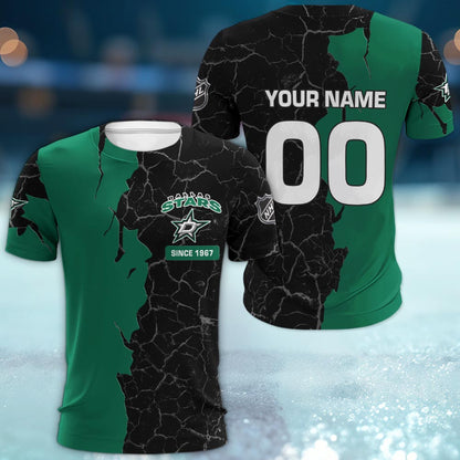 Dallas Stars 3d Cracked Design Personalized Apparel