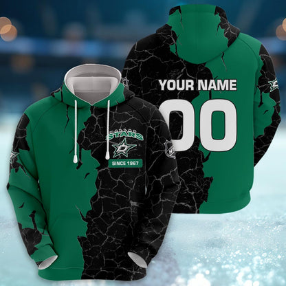 Dallas Stars 3d Cracked Design Personalized Apparel