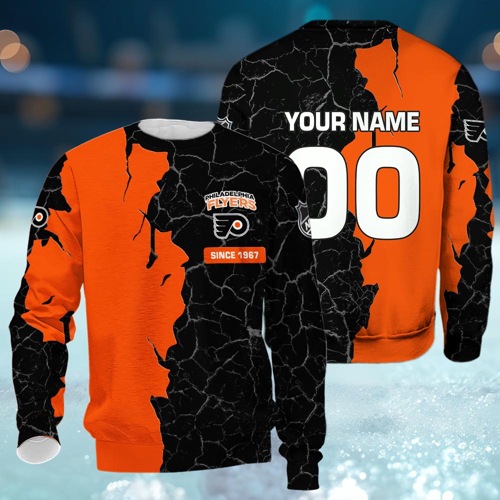 Philadelphia Flyers 3d Cracked Design Personalized Apparel