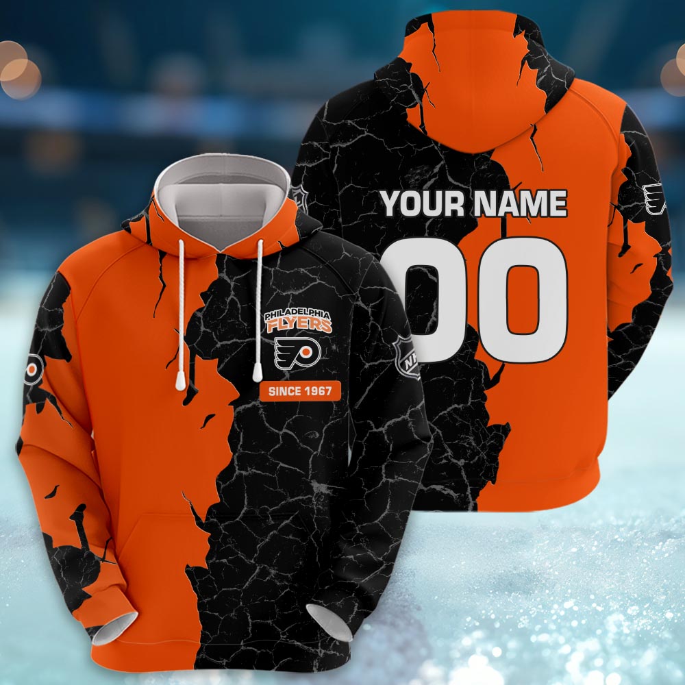 Philadelphia Flyers 3d Cracked Design Personalized Apparel