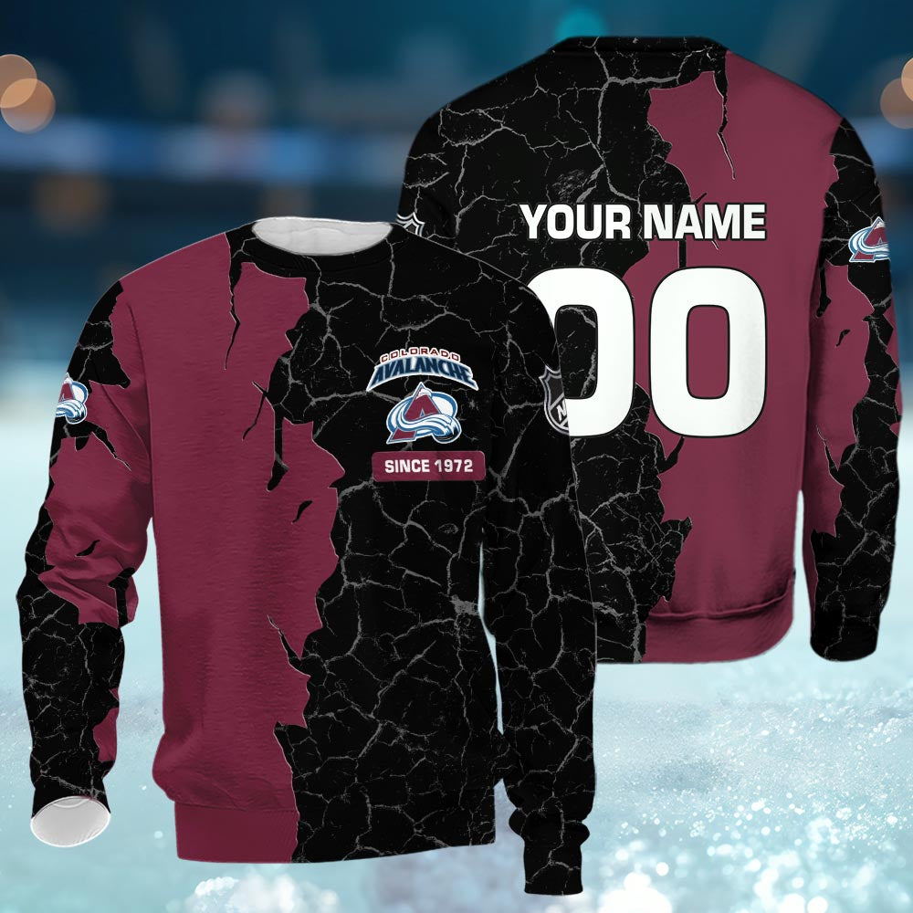 Colorado Avalanche 3d Cracked Design Personalized Apparel