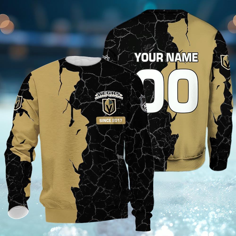 Vegas Golden Knights 3d Cracked Design Personalized Apparel