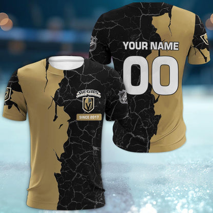 Vegas Golden Knights 3d Cracked Design Personalized Apparel