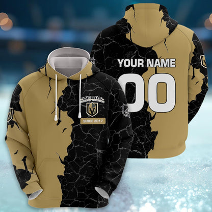 Vegas Golden Knights 3d Cracked Design Personalized Apparel