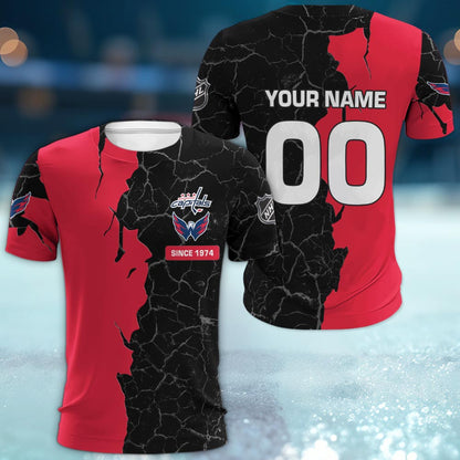 Washington Capitals 3d Cracked Design Personalized Apparel