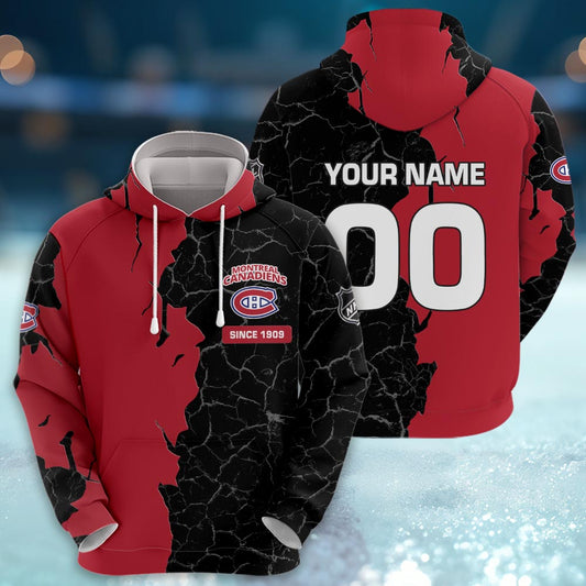 Montreal Canadiens 3d Cracked Design Personalized Apparel