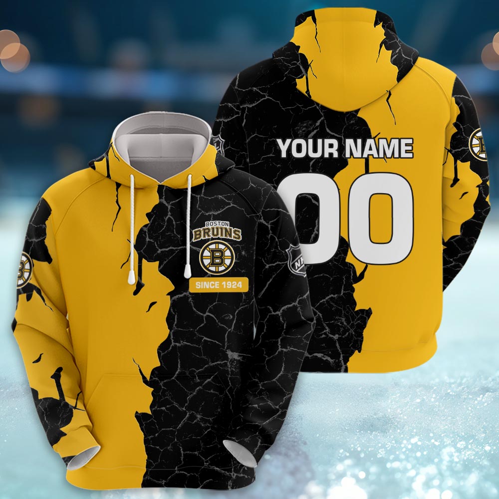 Boston Bruins 3d Cracked Design Personalized Apparel