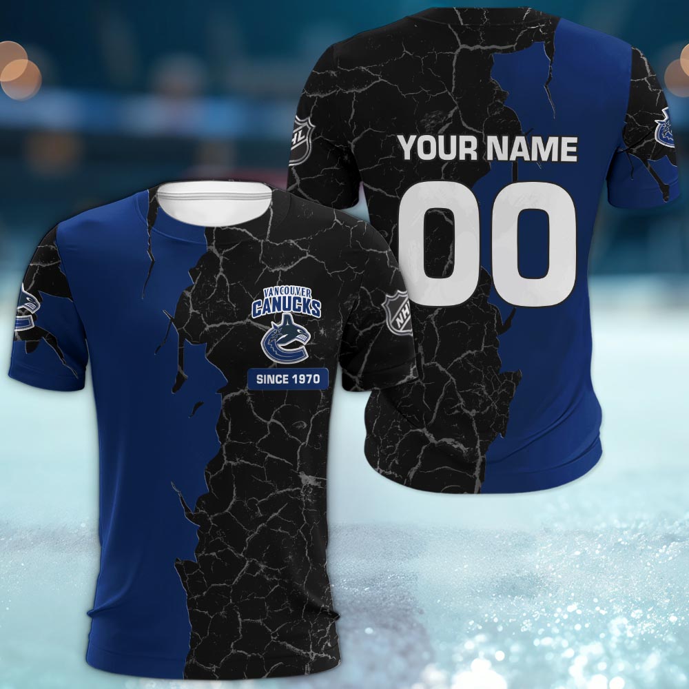 Vancouver Canucks 3d Cracked Design Personalized Apparel