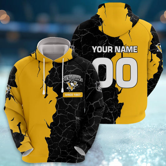Pittsburgh Penguins 3d Cracked Design Personalized Apparel