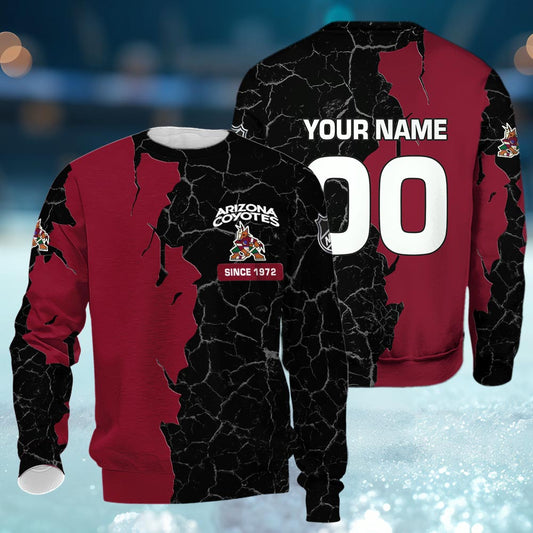 Arizona Coyotes 3d Cracked Design Personalized Apparel