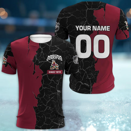 Arizona Coyotes 3d Cracked Design Personalized Apparel
