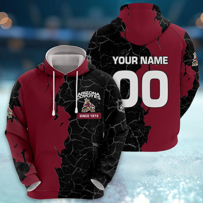Arizona Coyotes 3d Cracked Design Personalized Apparel