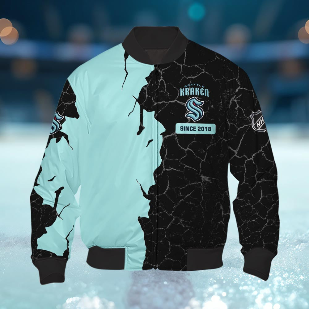 Seattle Kraken 3d Cracked Design Personalized Apparel