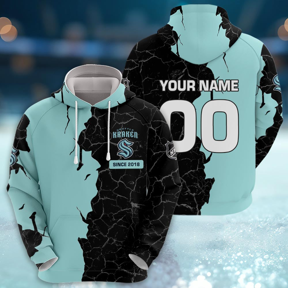 Seattle Kraken 3d Cracked Design Personalized Apparel