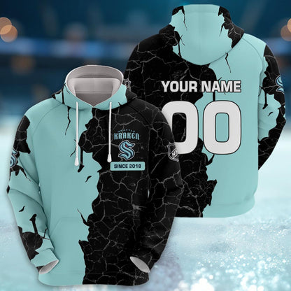 Seattle Kraken 3d Cracked Design Personalized Apparel