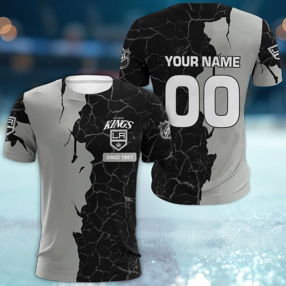 Los Angeles Kings 3d Cracked Design Personalized Apparel