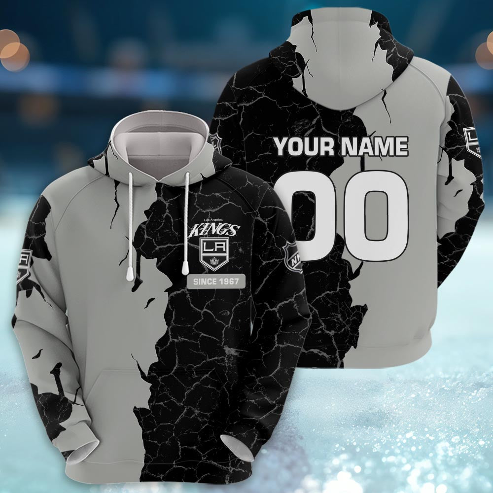Los Angeles Kings 3d Cracked Design Personalized Apparel