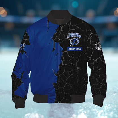 Tampa Bay Lightning 3d Cracked Design Personalized Apparel