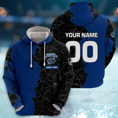 Tampa Bay Lightning 3d Cracked Design Personalized Apparel