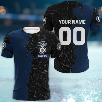 Winnipeg Jets 3d Cracked Design Personalized Apparel