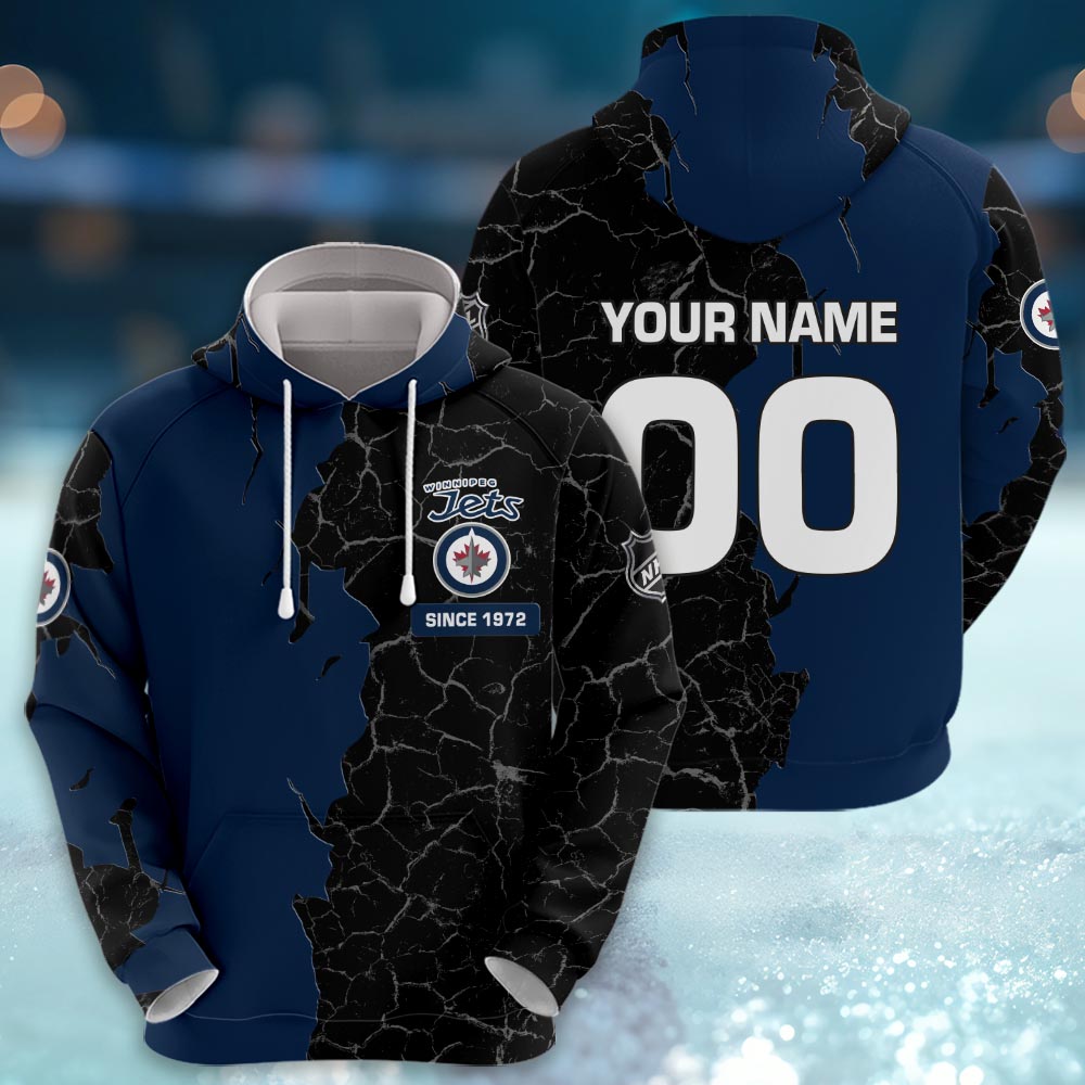 Winnipeg Jets 3d Cracked Design Personalized Apparel