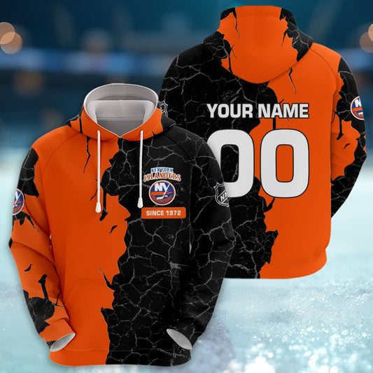 New York Islanders 3d Cracked Design Personalized Apparel