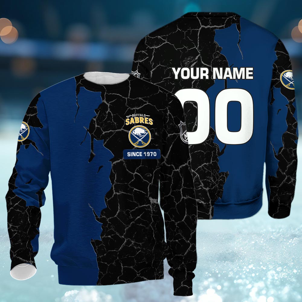 Buffalo Sabres 3d Cracked Design Personalized Apparel